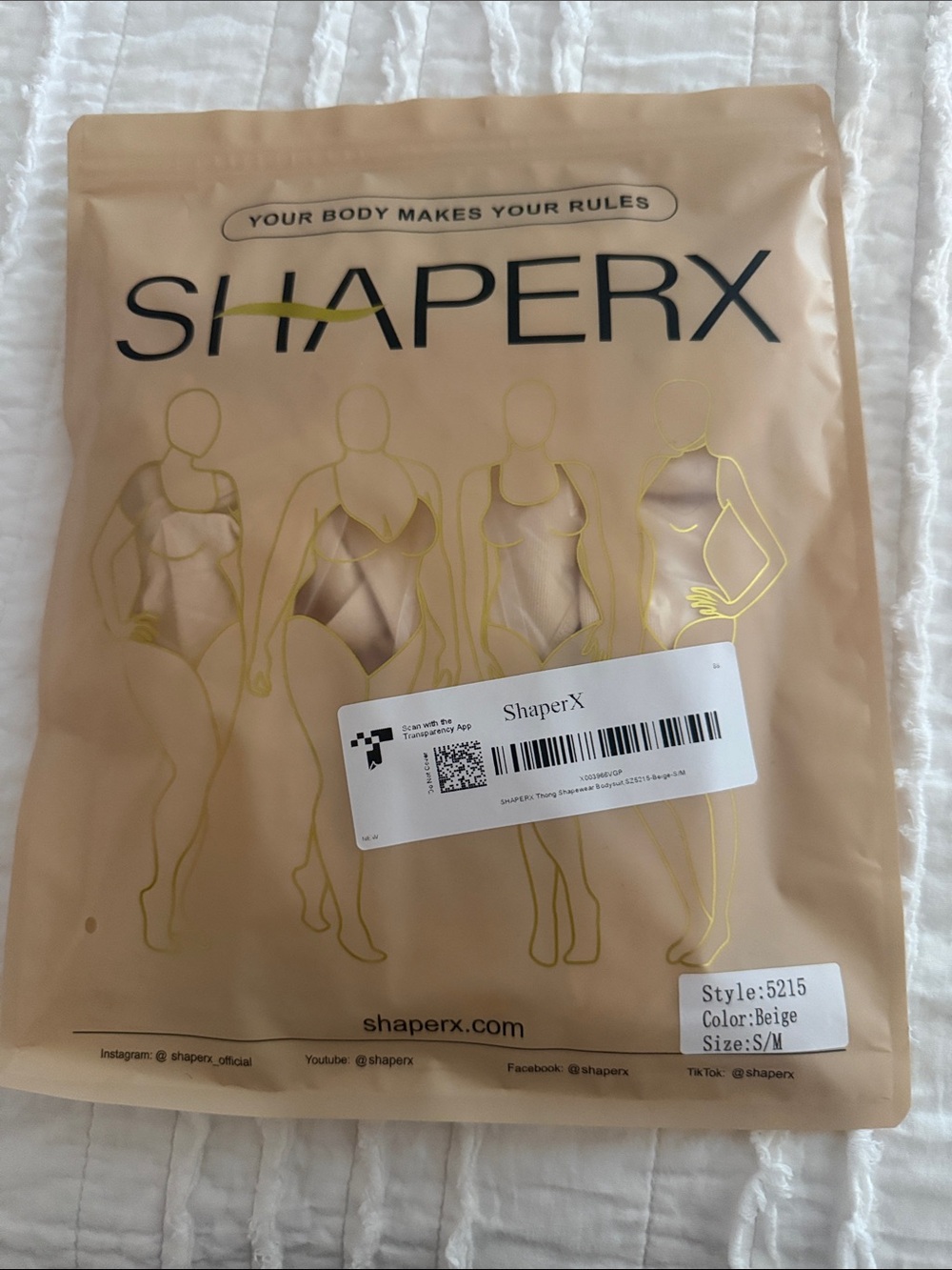 Shaperx Beige Women's Shapewear Bodysuit - Smooth Control